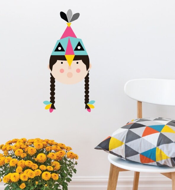 Tribe Girl Wall Sticker Decal - Nursery Stickers, Animal Decals, Home Decor, Baby Room, Art, Girl, Boy