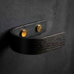Black Curtain Holdbacks - Drapery Tie Backs Modern Wooden Hooks Minimalist Wall Mounted Brass Fittings - thumbnail 4