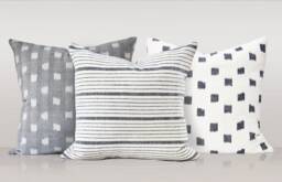 "Designer Pillow Set, Kufri Curated Collection, Neutral Throw Cover Set Of Three, Geometric Pillowcase, Modern 20""x20" - thumbnail 1