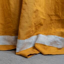 Mustard Yellow Linen Curtain Bohemian Farmhouse Style - thumbnail 3