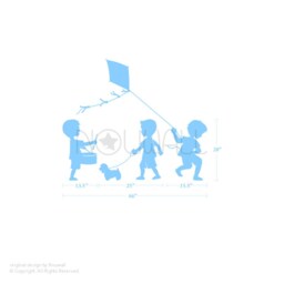 Boys Silhouette Playing Drum Flying Kite Walking A Dog Wall Decals Children Kids Wall Decal Sticker - thumbnail 2