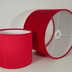 Scarlet Red Velvet Drum Lampshade Table/Floor Lamp Or Pendant Light - thumbnail 3