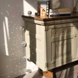 Hand Painted Olive Colour Wood Sideboard Upcycled Jaycee Oak Tv Cabinet - thumbnail 3