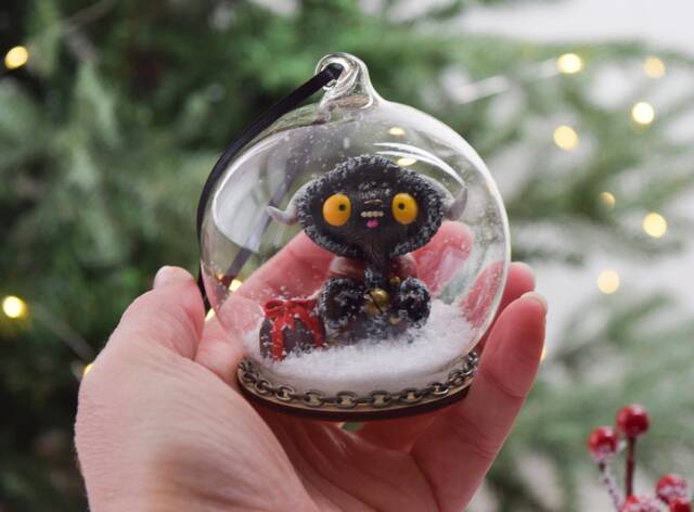 Krampus Tree Ornament, Creepy Christmas Decoration, Glass Bauble - image 1