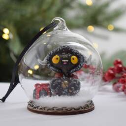 Krampus Tree Ornament, Creepy Christmas Decoration, Glass Bauble - thumbnail 3