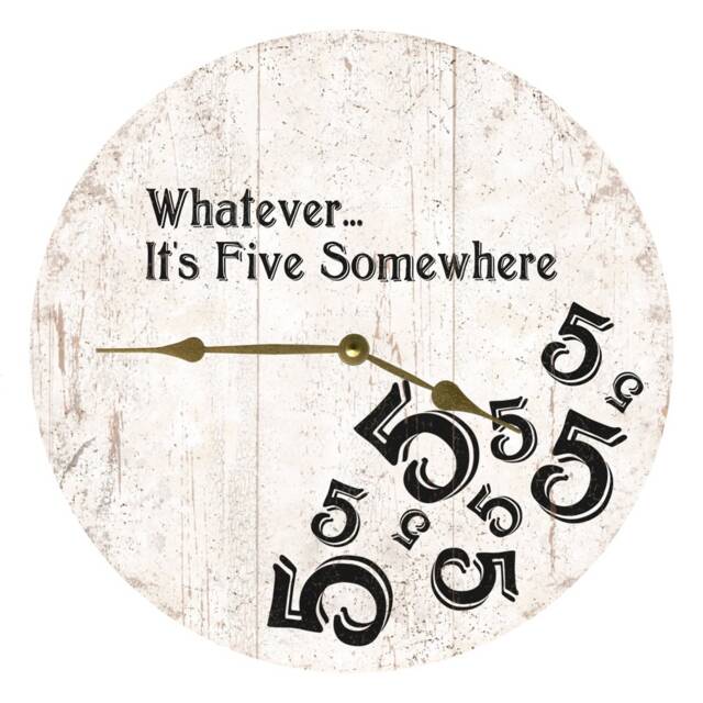 Five O'clock Somewhere Clock - Black & White 5 Wall Clock - image 1
