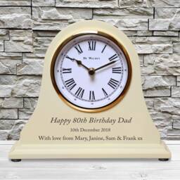 80Th Birthday Gift Personalized Engraved Wooden Beige Mantel Clock 80 Years Ideas For Mum Dad Nan Grandad Mom Gran Etc - thumbnail 2