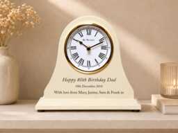 80Th Birthday Gift Personalized Engraved Wooden Beige Mantel Clock 80 Years Ideas For Mum Dad Nan Grandad Mom Gran Etc - thumbnail 1