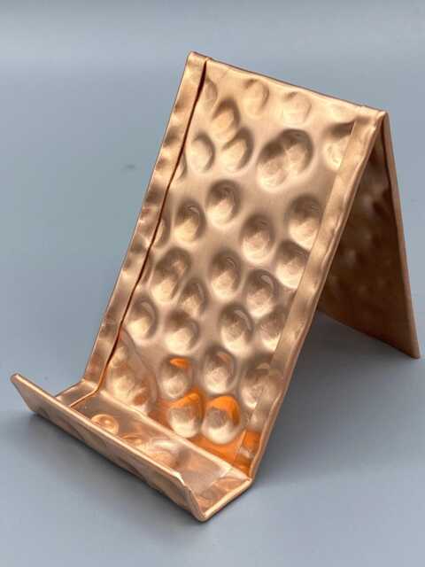 Hammered Copper Business Card Holder, Vertical Desk Organizer - image 1