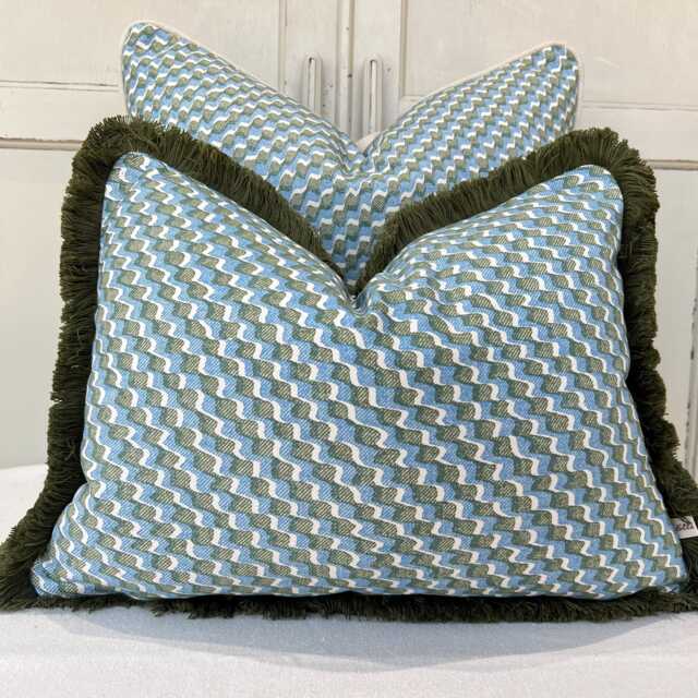 Cushions Made in Fermoie Ruffle Blue Green Cotton Decorative Sofa Throw Pillow Cover