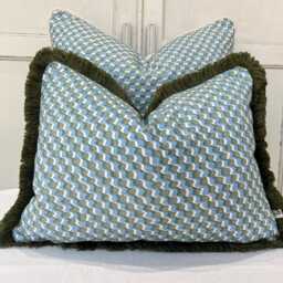 Cushions Made in Fermoie Ruffle Blue Green Cotton Decorative Sofa Throw Pillow Cover - thumbnail 1