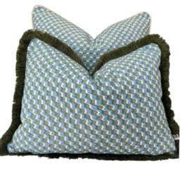 Cushions Made in Fermoie Ruffle Blue Green Cotton Decorative Sofa Throw Pillow Cover - thumbnail 2