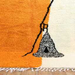 Orange Checkered Moroccan Rug, Beni Ourain Style, Custom Wool Rug - thumbnail 3