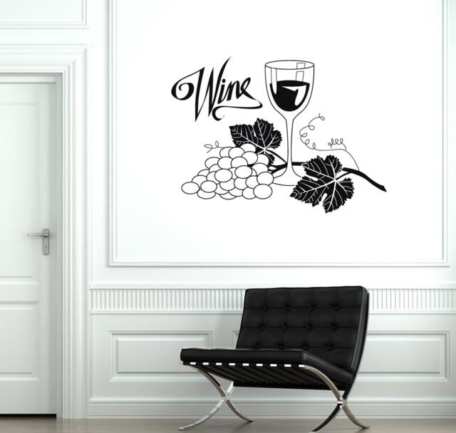 Wall Vinyl Decal Bottle Of Wine Glass Grape Decor For Kitchens Dining Rooms Cellars Guaranteed Quality Sticker 2059Di - image 1