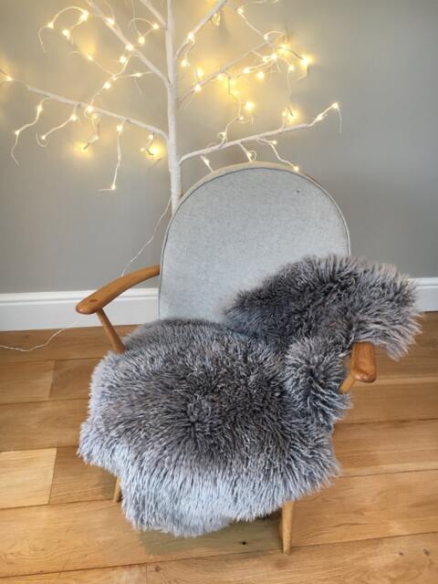 Luxiury Grey Sheepskin Rug Extra Soft Luxe Gray, Super Long Hair, With Bespoke Opotional Chair Ties, Amazing Gift - image 1