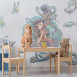 Underwater Mermaids Wall Stickers For Baby Room, Pastel Children's Room Decor, Fantastic Decal Kids Self Adhesive - thumbnail 3