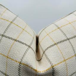 Neutral Plaid Throw Pillow Cover in Cream & Mustard, Modern Farmhouse Cushion For Couch, Throw Pillows, 20x20 - thumbnail 3