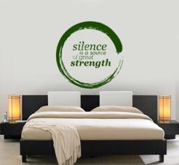 Wall Vinyl Decal Quote Silence Is Strength Modern Decor Living Room Center Circle Focal Point - #1072Dz - thumbnail 1