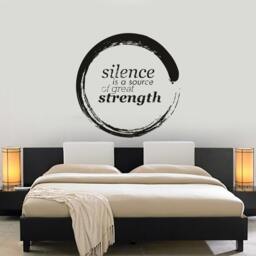 Wall Vinyl Decal Quote Silence Is Strength Modern Decor Living Room Center Circle Focal Point - #1072Dz - thumbnail 2