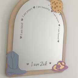 Personalised Affirmation Mirror, Wood & Acrylic With Fairy Butterflies Flowers - thumbnail 3