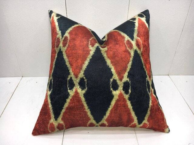 Silk Ikat Pillow Cover - 16x16, Handwoven Accent - image 1