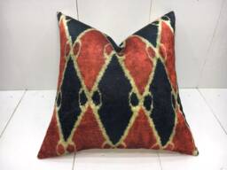 Silk Ikat Pillow Cover - 16x16, Handwoven Accent - thumbnail 1