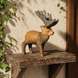 Hand Carved Wooden Moose Figurine, Rustic Woodland Animal Decor, Cabin Core Shelf Accent, Unique Nature Lover Gift, Artisan Wood Sculpture - thumbnail 3