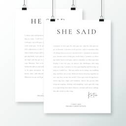 He Said She They Wedding Vows Wall Art Print Anniversary Gift Matching Set Of 2 - Available With Frame - thumbnail 3