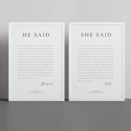 He Said She They Wedding Vows Wall Art Print Anniversary Gift Matching Set Of 2 - Available With Frame - thumbnail 2