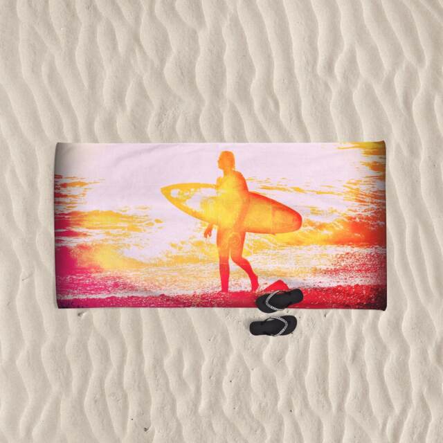Surf Art Beach Towel Original Surfer Design, Vibrant Print - image 1