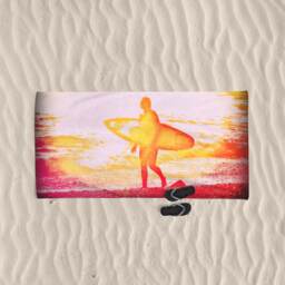 Surf Art Beach Towel Original Surfer Design, Vibrant Print - thumbnail 1