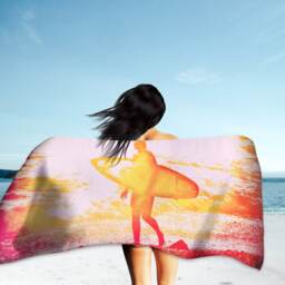 Surf Art Beach Towel Original Surfer Design, Vibrant Print - thumbnail 2
