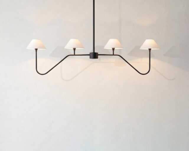 Chandelier Light - Contemporary Matte Black 4 - Minimal Modern Ceiling Lamp For Dining Room & Home Decor - image 1