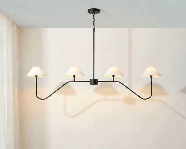 Matte Black Sputnik Chandelier Stilnovo Style, 4-Light Fixture - image 1