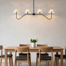 Matte Black Sputnik Chandelier Stilnovo Style, 4-Light Fixture - thumbnail 2