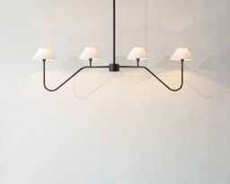 Chandelier Light - Contemporary Matte Black 4 - Minimal Modern Ceiling Lamp For Dining Room & Home Decor