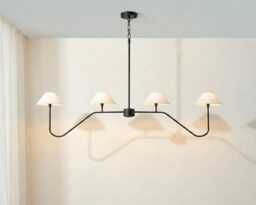 Matte Black Sputnik Chandelier Stilnovo Style, 4-Light Fixture - thumbnail 1
