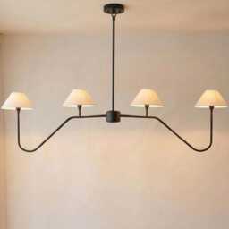 Chandelier Light - Contemporary Matte Black 4 - Minimal Modern Ceiling Lamp For Dining Room & Home Decor - thumbnail 3