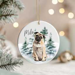 Personalised Pug Christmas Ornament - Custom Dog Bauble With Name, 38 Different Breeds - thumbnail 3