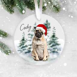 Personalised Pug Christmas Ornament - Custom Dog Bauble With Name, 38 Different Breeds - thumbnail 1