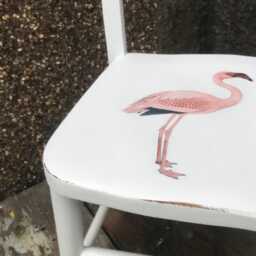 Children's Personalised Decoupaged Wooden Nursery School Chair With Vintage Flamingo Theme & Your Child's Name - thumbnail 2