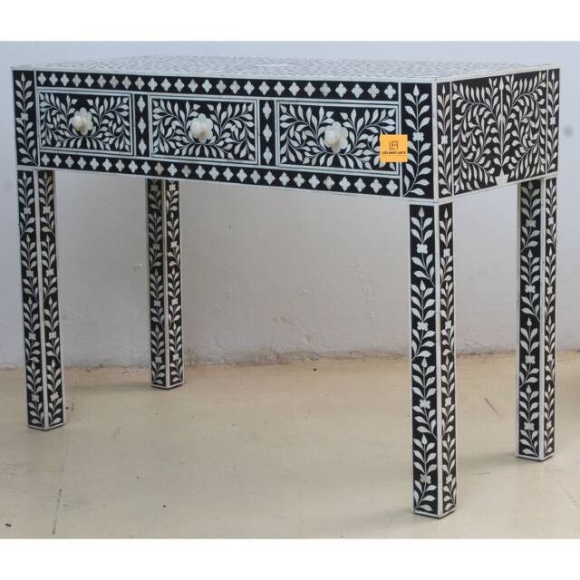 Inlay Console Table Vintage Floral Design, Handicraft Tea - image 1