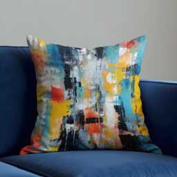Colorful Abstract Art Cushion Cover, Brushstroke Throw Pillow Case, Modern Statement Decor For Sofa Or Living Room, Vivid Home Decoration