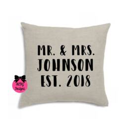Couples Pillows, Mr. And. Mrs. Est., Wedding Gifts, Anniversary Honeymoon Pillow, Pillows - thumbnail 1