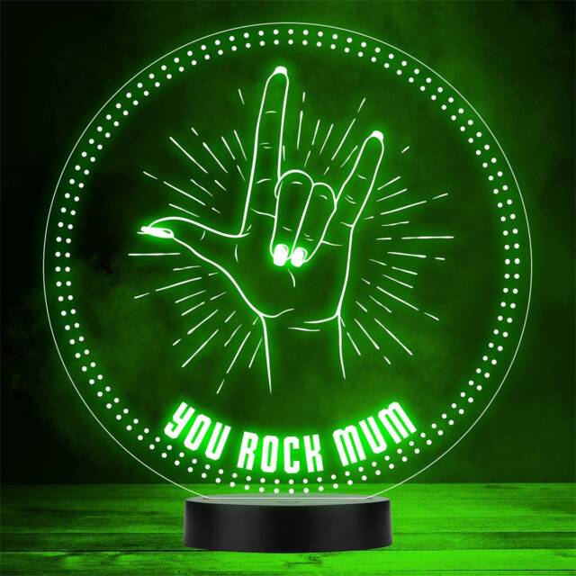 You Rock Mum Rockstar Hand Mother's Day Personalised Gift Colour Night Light - image 1