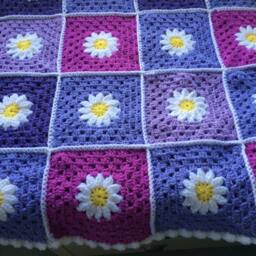 Pretty Purples & Daisies Crochet Blanket - thumbnail 2