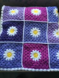 Pretty Purples & Daisies Crochet Blanket - thumbnail 1