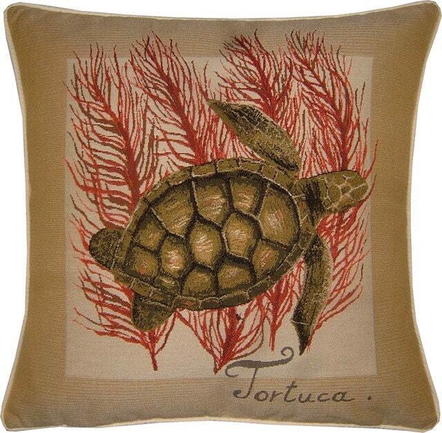 Sealife Turtle Woven Tapestry Cushion Cover Sham - image 1