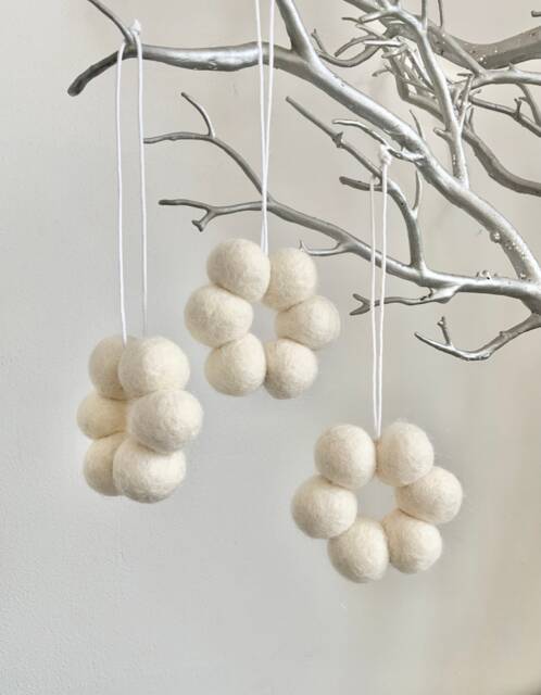 Christmas Felt Ball Bauble , Pom Tree Decoration, Colourful - image 1