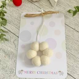 Christmas Felt Ball Bauble , Pom Tree Decoration, Colourful - thumbnail 3